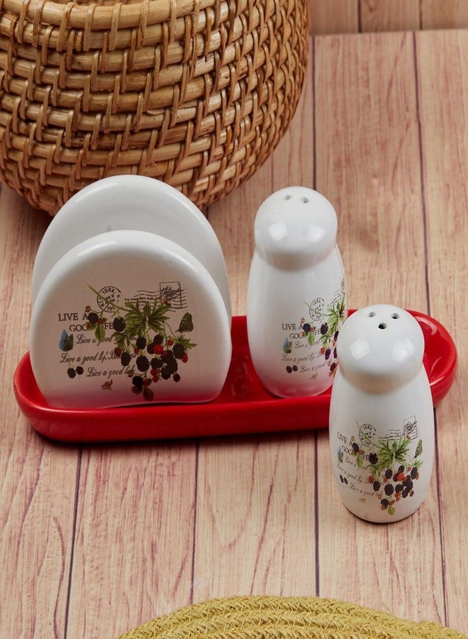 Kookee Ceramic Salt and Pepper Shakers Set with Tray - Elegant Namak Dani, Spice Sprinkler & Dispenser for Dining Table, Kitchen & Restaurant Use (11154) - Image 3